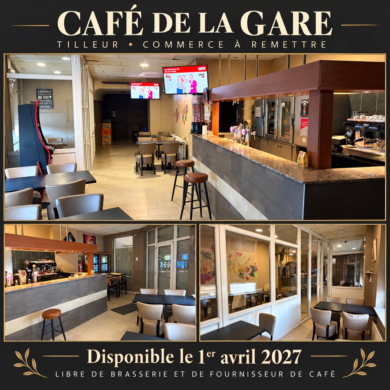 Café de la gare à remettre | Arrière-salle 90 m² | Tilleur
